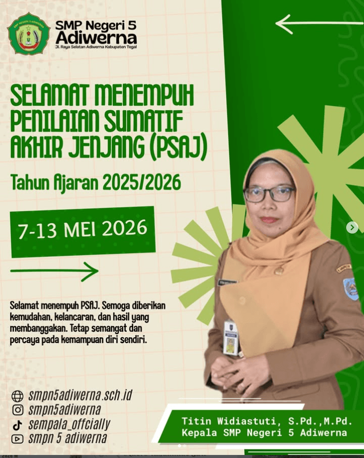 Selamat Menempuh Penilaian Sumatif Akhir Jenjang (PSAJ) Tahun Ajaran 2025/2026